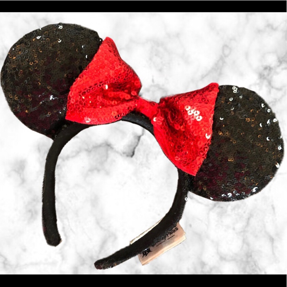 Mickey Mouse ears with red bow